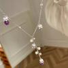 Exquisite Purple Crystal Lily of the Valley Brushed Tassel Y-shaped Chain Long Necklaces Accessory Dreamy Pearl  Gifts