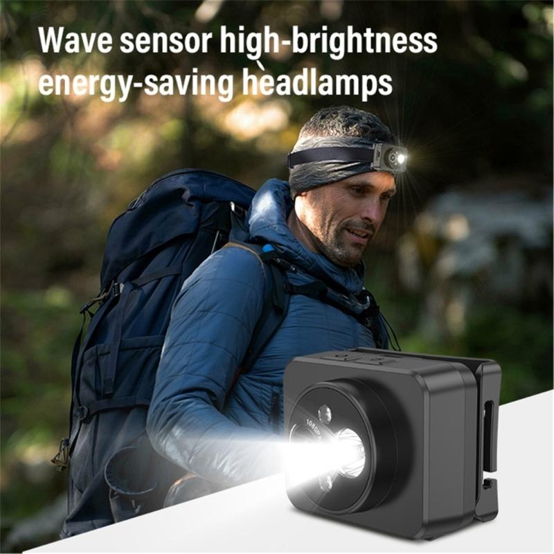 120°Wide Angle Head Camcorder Headlamp Camera LED Headlights Camera for Sports with Night Sights Capability 1920x1080