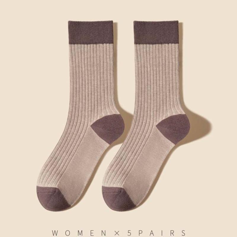 Fall Socks - Long Tube Pile Socks in Contrasting Colors, Versatile and Long-lasting. Women's Socks.
