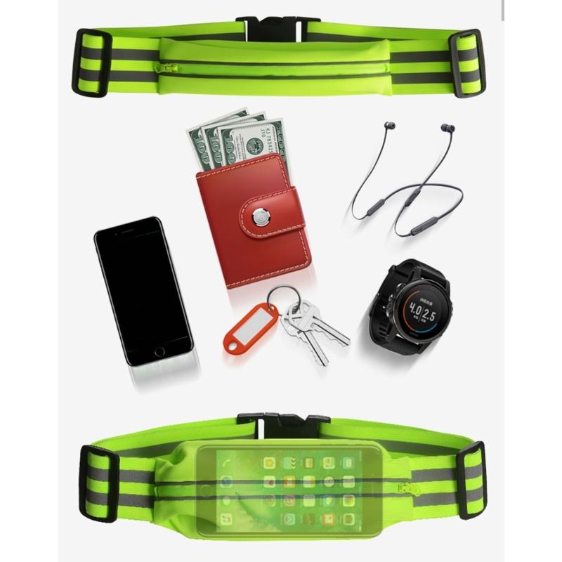 Reflective Glow Belt Be Seen and Protected During Nighttime Workouts! Reflective Waist Belt Storage Pocket Armbands