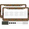 2PCS Yellow Cat Pattern License Plate Frames For Men Women - Universal Aluminum Stainless Steel Kitten Cat Mom Personalized Car Tag Covers Holder