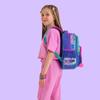 Coral High Kids Lavender Water Green Graffiti Patterned Three Compartment School Backpack 14414