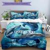 3PC Custom Name Ocean Dolphins Adventure Bedding Set Duvet Cover Closure Includes 1 Duvet Cover & 2 Pillowcases for Bedroom