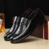 2025 Men's Casual British Leather Slip-On Round Toe Shoes - Korean Style for Spring/Autumn