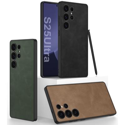 Samsung S25Ultra Mobile Phone Case S25plus Matte Plain Leather Personality Simple Ultra Thin Protective Case for Men and Women