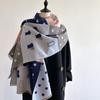 Autumn Winter New Luxury Deisgn Imitated Cashmere Scarf Women Cat Print Outdoor Keep Warm Thick Shawl Soft Large Scarf Lady