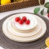 Gold Rim Bone China Moon Dish - Ceramic Western Steak & Cold Dish Plate, Ideal for Display or Gift.