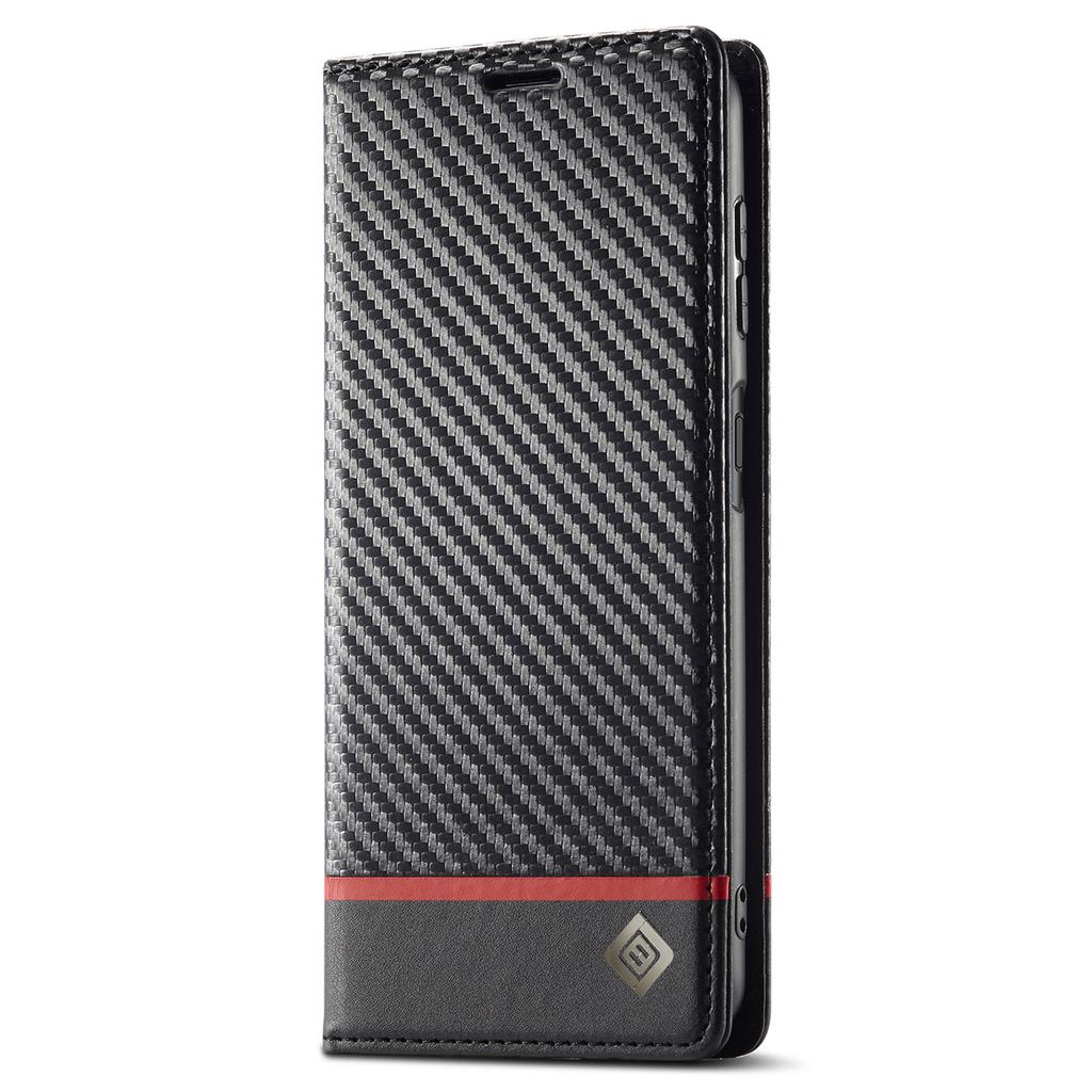 LC.IMEEKE For Samsung Galaxy S23 FE Leather Stand Cover Carbon Fiber Texture Wallet Phone Case