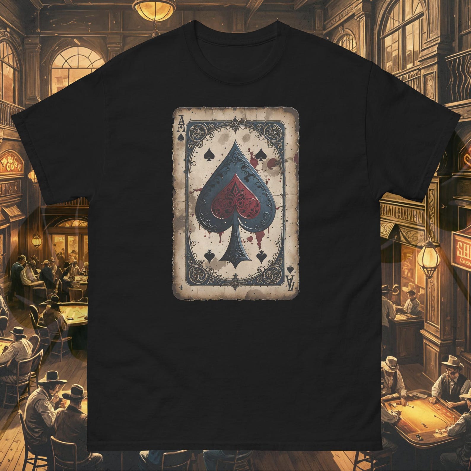 Vintage Ace of Spades T-Shirt – Gothic Poker Card Tee XL
