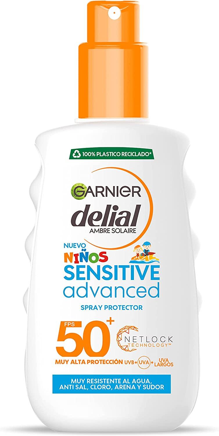 Garnier Delial Children Sensitive Advanced - Spray solare per pelli chiare, sensibili e intolleranti al sole, IP50+ - 200 ml