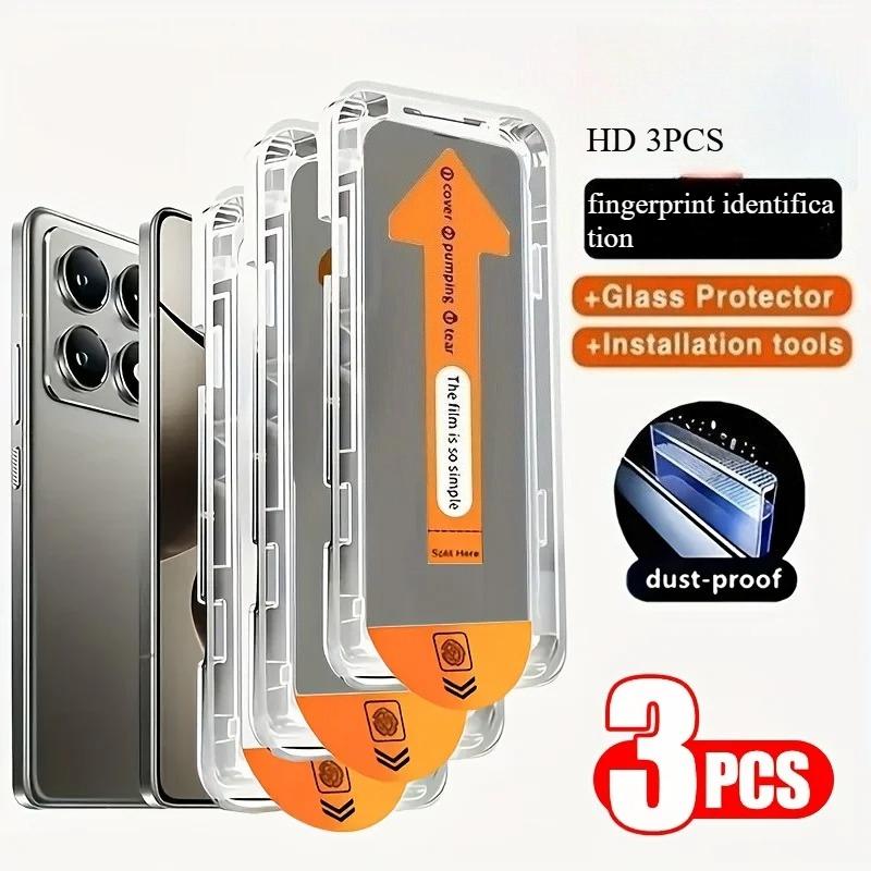 3 PCS Full Cover HD Screen Protector for Xiaomi Redmi Note 14 Pro+ 13 12 Pro 11 4G 5G Tempered Glass Automatic Dust Removal