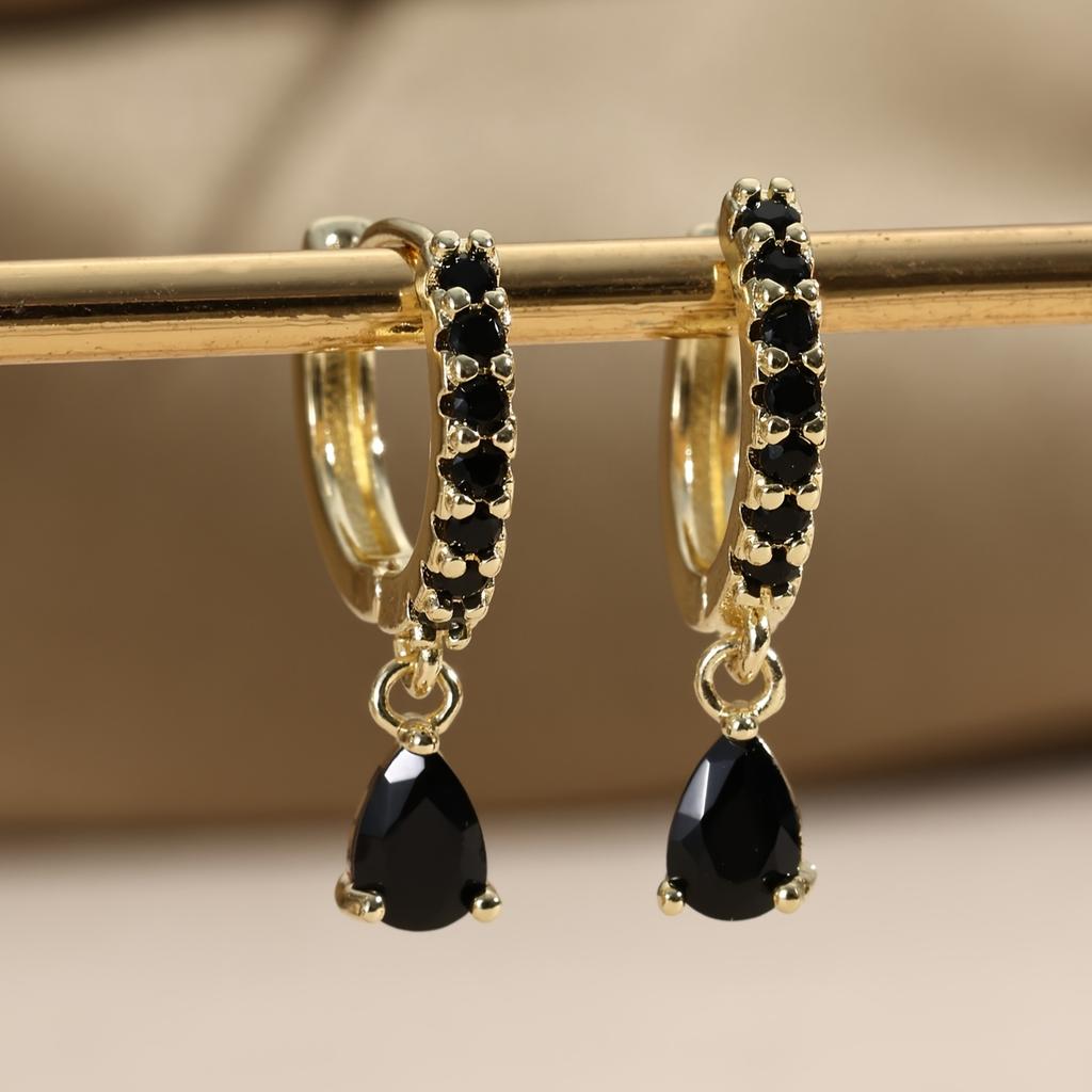 1 Pair Elegant Mini Cubic Synthetic Zirconia Water Drop Dangle Earrings - Sparkling Teardrop Design Party Jewelry, Women Cute Earrings, Daily Wear