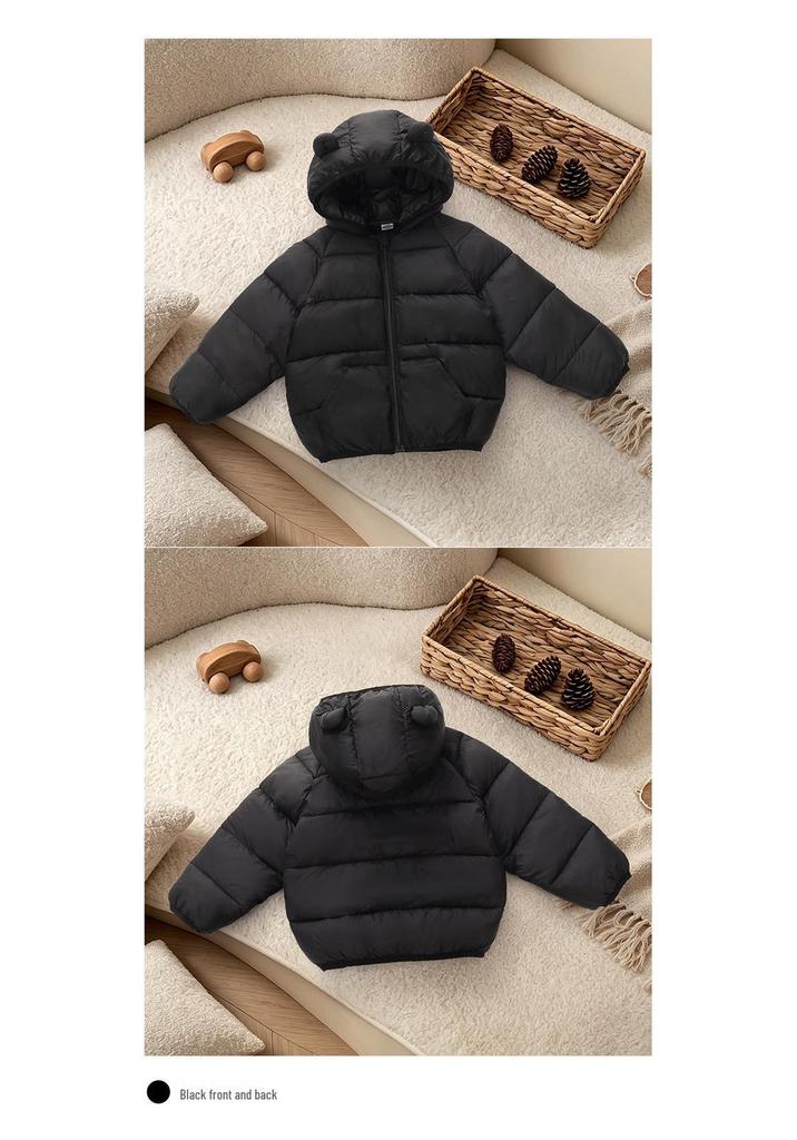 Autumn Winter Kids' Hooded Cotton Jacket - Lightweight, Korean Style, Warm Outerwear for Toddlers and Babies