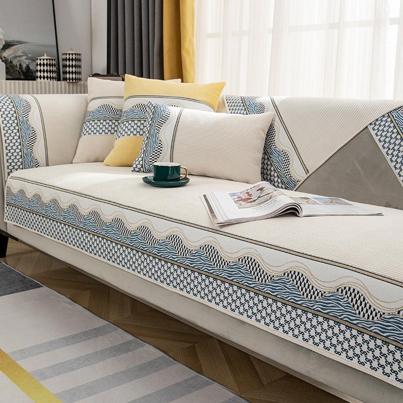 Simple Sofa Cushion for All Seasons, Non-slip Leather Sofa Cover, Chenille High-end Seat Cushion, Backrest Towel and Cover Cloth