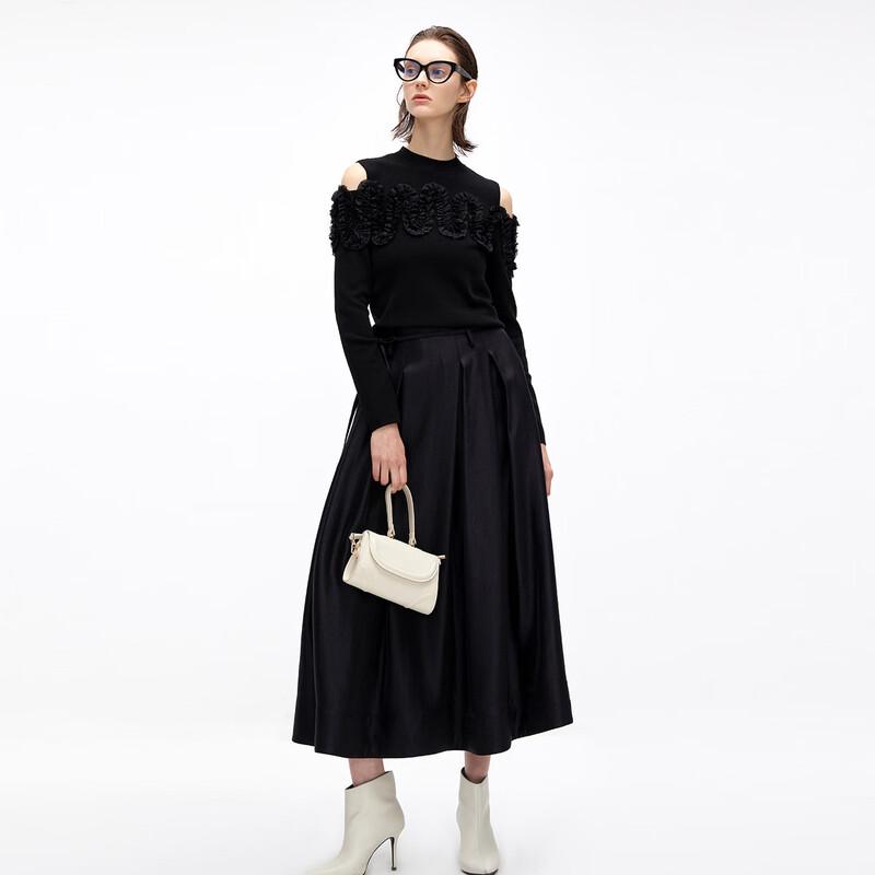 Women's Ruffle Trim Off-Shoulder Knit Pullover
