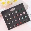 Mixed Heart Star Earrings 30-Pair Stainless Steel Umbrella Stud Earrings Jewelry