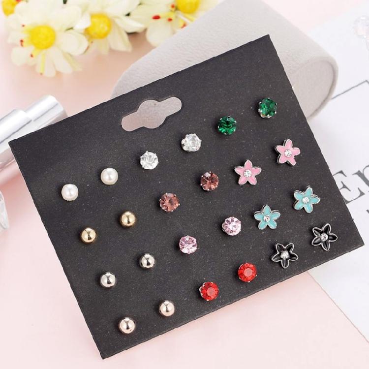 Mixed Heart Star Earrings 30-Pair Stainless Steel Umbrella Stud Earrings Jewelry
