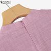 ZANZEA Women Casual Stand Collar 3/4 Sleeve Retro Blouse