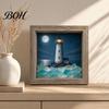 Exquisite Design Ornament Sea Glass Art Painting with LED Light, DIY Mosaic Arts and Craft Kit, Picture Frame Lamp Ocean Themed Beach Kit for