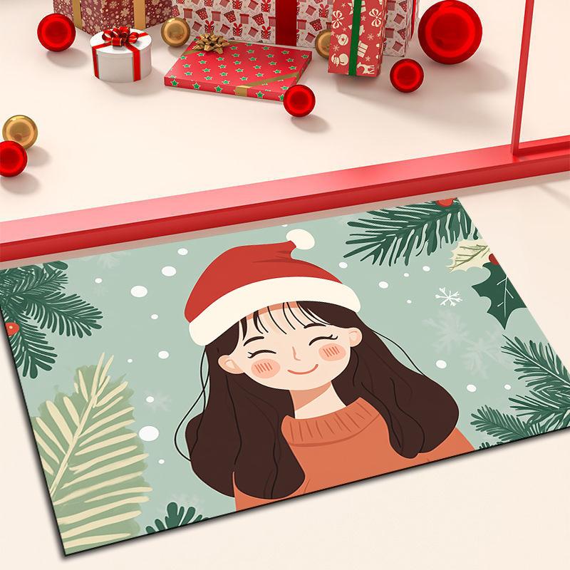 Christmas Atmosphere Diatom Mud Entry Door Floor Mat Porch Absorbent Quick Drying Non-slip Door Dirt Mat Household