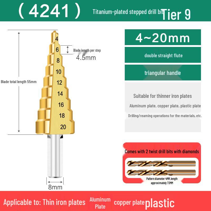 Cobalt-Stepped Twist Drill Bit for Hand Drills - Ideal for Steel & Stainless Steel