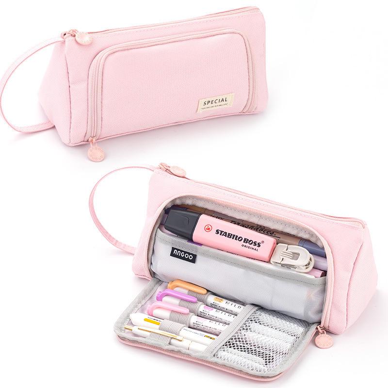 Large Capacity Korean Style Canvas Pencil Case - Multifunctional, Portable Stationery Storage for Students
