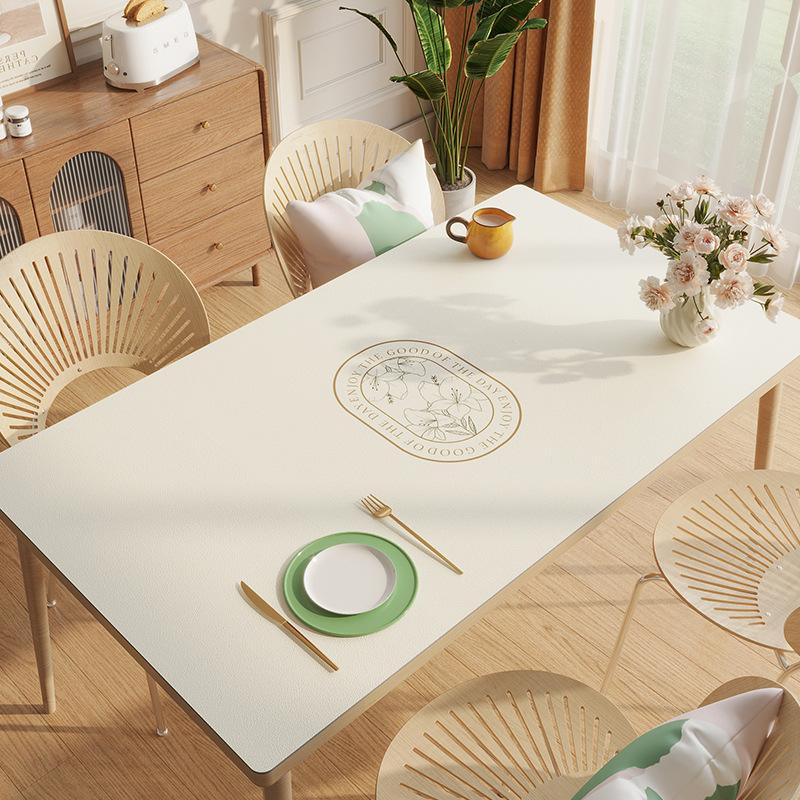 Small Fresh Pvc Waterproof, Oil-Proof And Scalding-Proof Leave-In Table Mat Rectangular Leather Tablecloth Dining Table Coffee Table