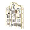 170 x 26 x 190 cm Shelf in simple style, steel tube-MDF, five layers of storage space, unique cloud shape, easy to assemble and clean, Gold + White