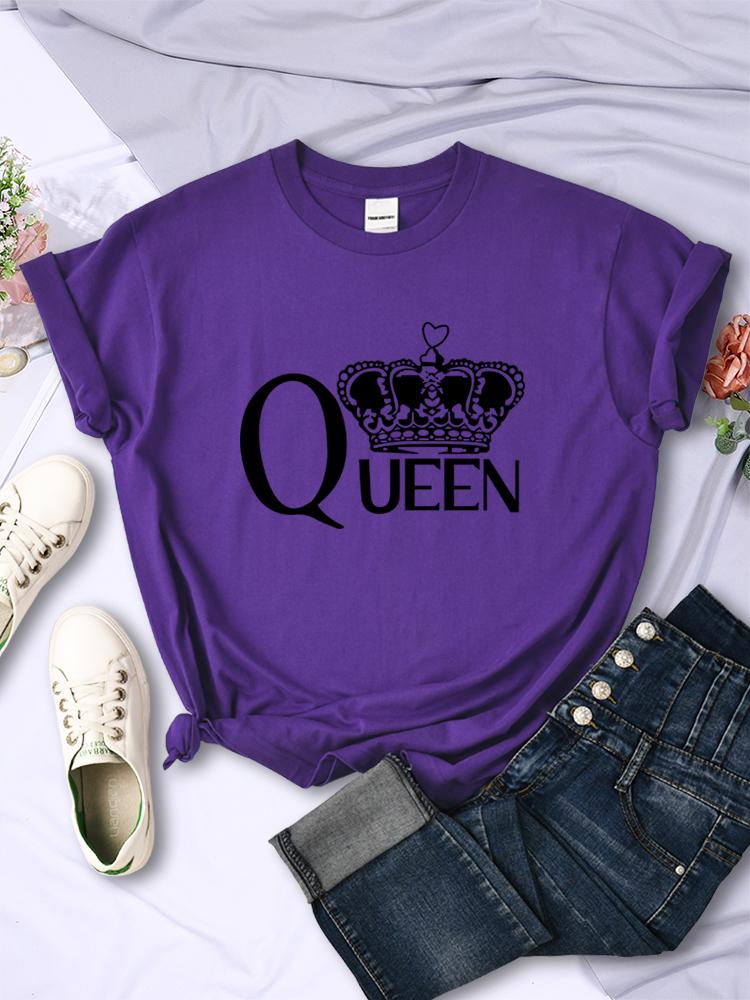 Queen'S Big Crown Bedruckte Damen T-Shirts Atmungsaktiv Sommer Kurzarm Street Hip Hop T-Shirt Kleidung O-Ausschnitt Lässige Damenoberteile