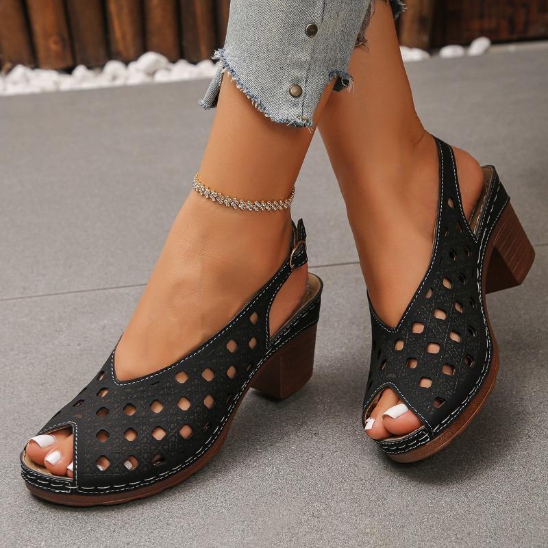 Women's Sandals 2026 New Summer Classic Retro Slip-on Comfortable High Heels Breathable Non-slip Light Sandals for Women Mujer
