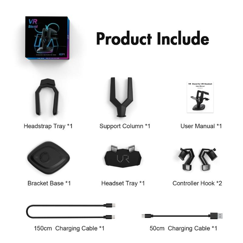 Charging Dock Station for Quest2 / 3 Charger Bracket Base VR Glasses Display Stand Headset Display + Led Lamp