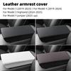 Leather Armrest Box Protective ABS Cover For Tesla Model 3 Model Y 2017- Highland 2024 Juniper 2025 Arm Rest Lid Accessories
