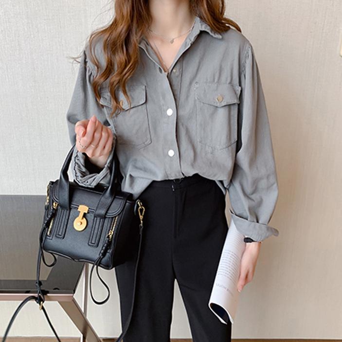 2024 Women's Casual White Long Sleeve Slimming Shirt - Versatile Spring & Autumn Solid Color Jacket