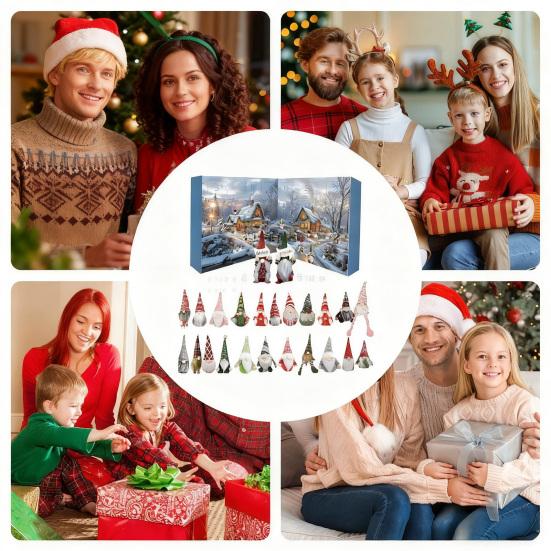 Gnome Advent Calendar 2025 24 Day Christmas Countdown Calendar with 24 Pcs Mini Gnomes Ornaments Collectible Dwarfs Figures for Holiday Home Decor