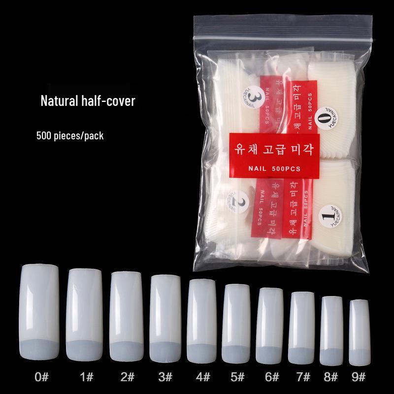 500-Piece Korean French Style Nail Tips: Natural, Transparent, & White Options - Full & Half Cover