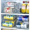 Stackable Clear Can Dispenser For Fridge 2 Tier Automatic Rolling Beverage Holder For Soda Beer And Canned Drinks