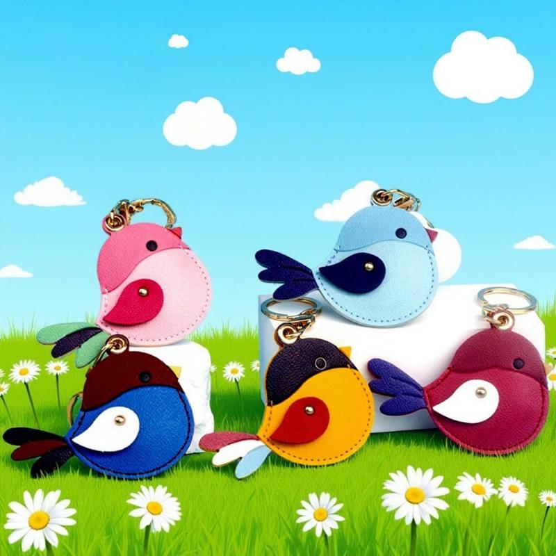 1PC Bag Hanging Decor Gift Accessories Keyring Anti-Scratch Sparrow Cute Access Card Cover Car Keychain