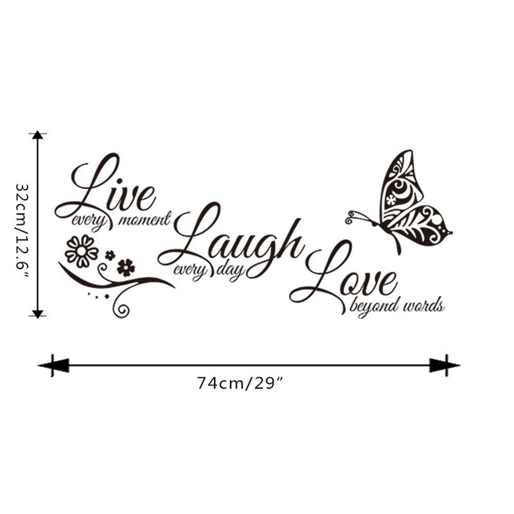 Pvc English Words Letters Wall Stickers Creative Butterfly Decal Watercolor Removable For Living Room Bedroom Decoration