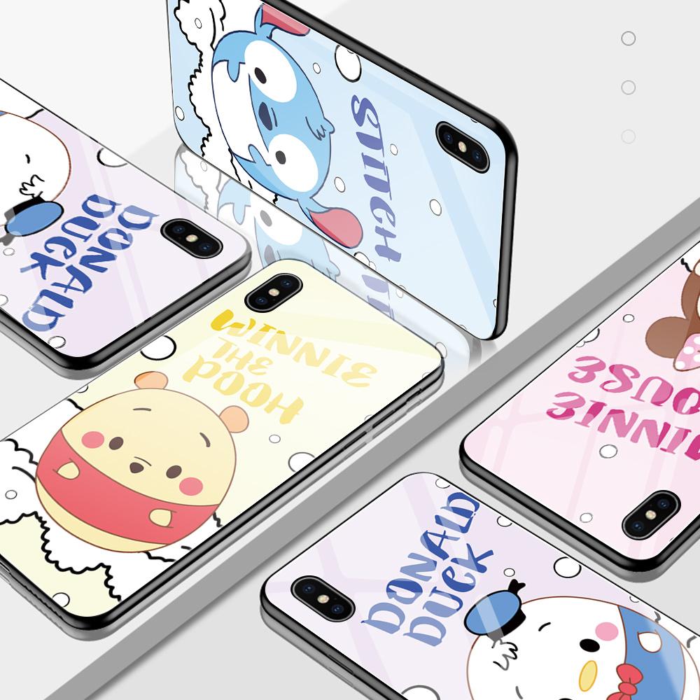 

Милый мультфильм Kinder Egg Case Микки Минни Дональд Пух Медведь Глянцевый чехол из закаленного стекла задняя крышка для iphone