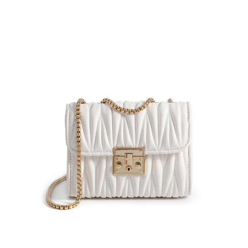 Fashion Trend Single Shoulder Women's Bag Bag, Striped Tassel Buckle Chain Crossbody Small Square Bag