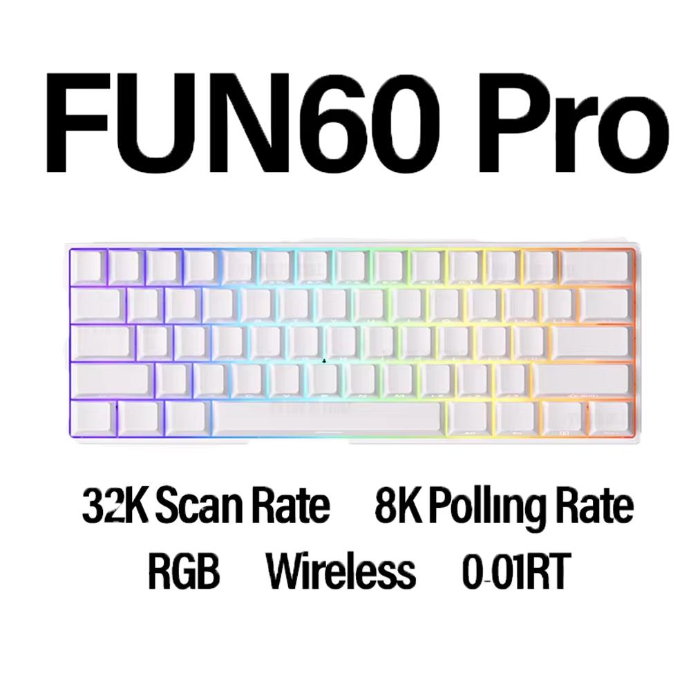 Monsgeek Fun60 Magnetic Switch Keyboard Tri Mode  Wireless Mechanical Keyboard Custom 8KHz RT0.01 Magnetic Keyboard PC Accessory