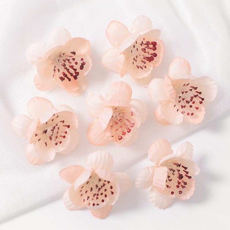 10/20Pcs 4cm Silk Peach Blossom Petals Simulation Cherry Blossom Flowers Heads for Home Room Dceor Bridal Wedding Decoration