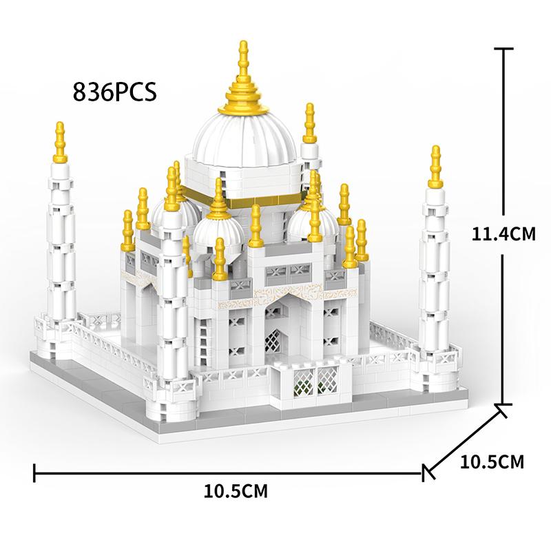 Mini Bloque Taj Mahal Modelo de Arquitectura Construcción Ladrillo de Diamante Ciudad de la India Bangladesh Mausoleo tumba Milagro clásico juguete creativo