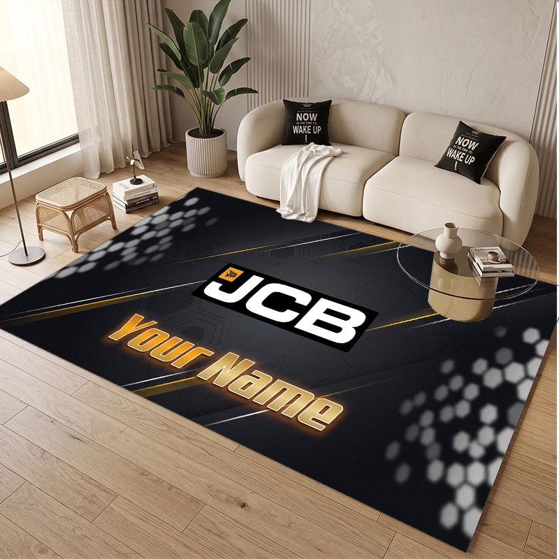 Custom Rug JCB Pattern Print Name Text Soft Non‑Slip Floor Carpet for Home Indoor Decoration