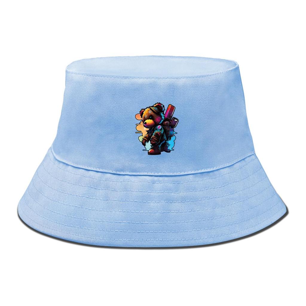 Pălărie Bucket cu Imprimeu Colorat cu Urși, Pălărie Cool Animal Fisherman Culoare Solidă de Vară Unisex pentru Plajă