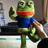 Peluche de 45 cm de Pepe The Frog Rana Triste Meme Animal de Peluche Suave Divertido Peluche Lindo Kawaii Cojín para Abrazar Decoración del Hogar Regalo de Broma