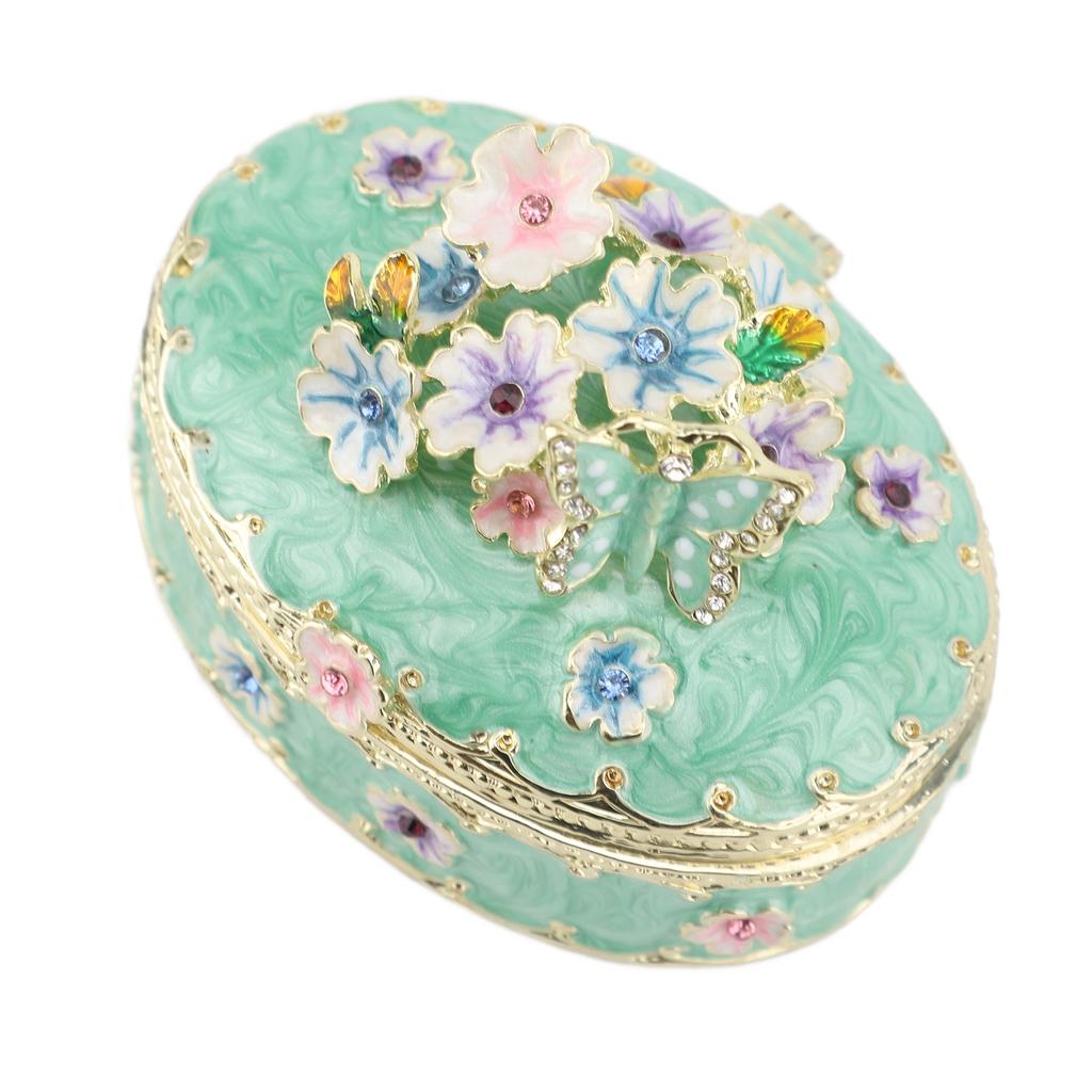 Hand Painted Trinket Box Enamel Vintage Jewelry Storage Box Metal Jewelry   Decorative Rings Earrings Necklace Box