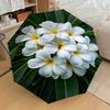 1PC Flower whiteAutomatic Open/Close Umbrella with Windproof, 8-Rib Sturdy Canopy, Durable Ribs, Fashionable Design, Outdoor Accessory, Fun Prin, Holi