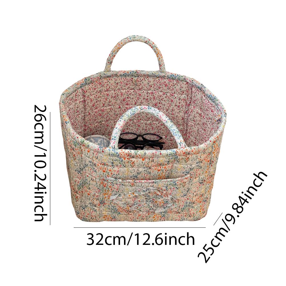 Fabric Pastoral Laundry Storage Bin with Easy Carry Handles Washable Clothes Hamper for Shelves Closet Laundry Home Office Decor