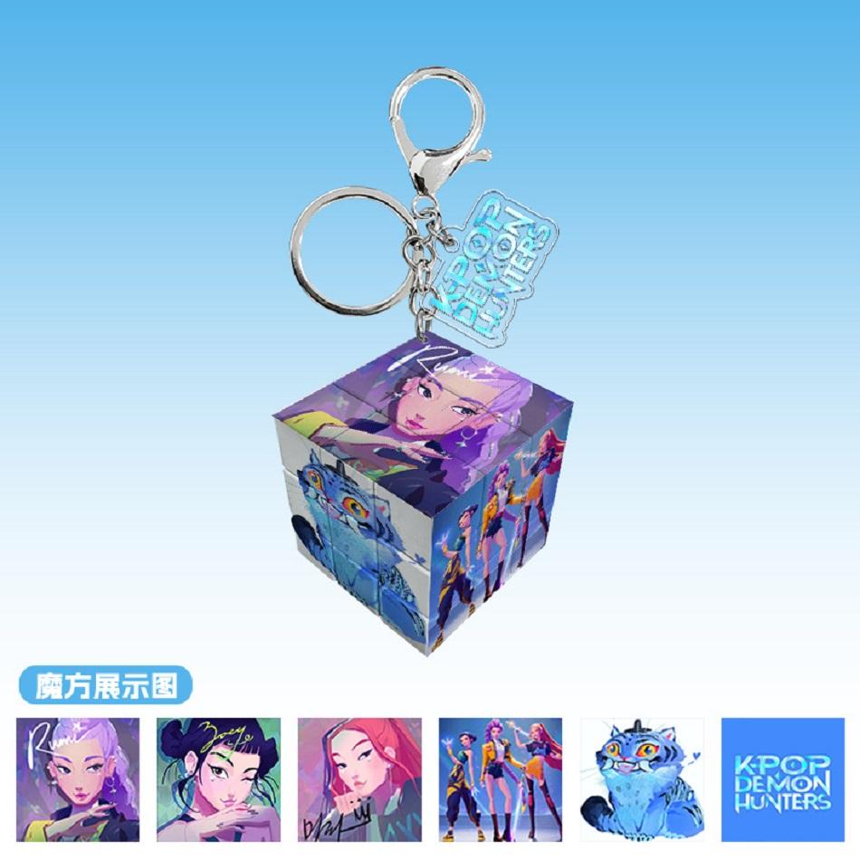 Kpop Demon Hunters Fashion Jewelry Mini acrylic Keychains Movable Square Cube Idol Rumi Zoey Jinu Mira Tiger model Toy Gifts